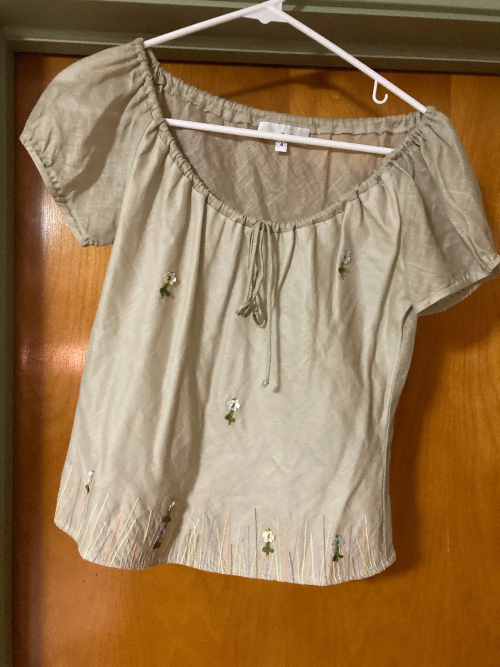 Y2K Poleci Cotton Linen Top Shirt Romantic Prairie Cottagecore Made in USA 4
